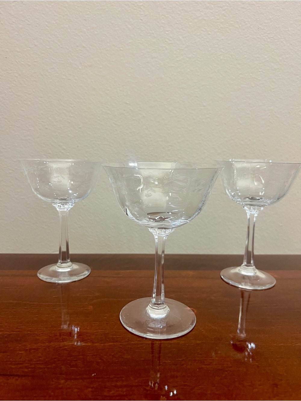 3 Lenox  Castle Garden Collection Hand  Blown Etched  Glasses 5 1/2”